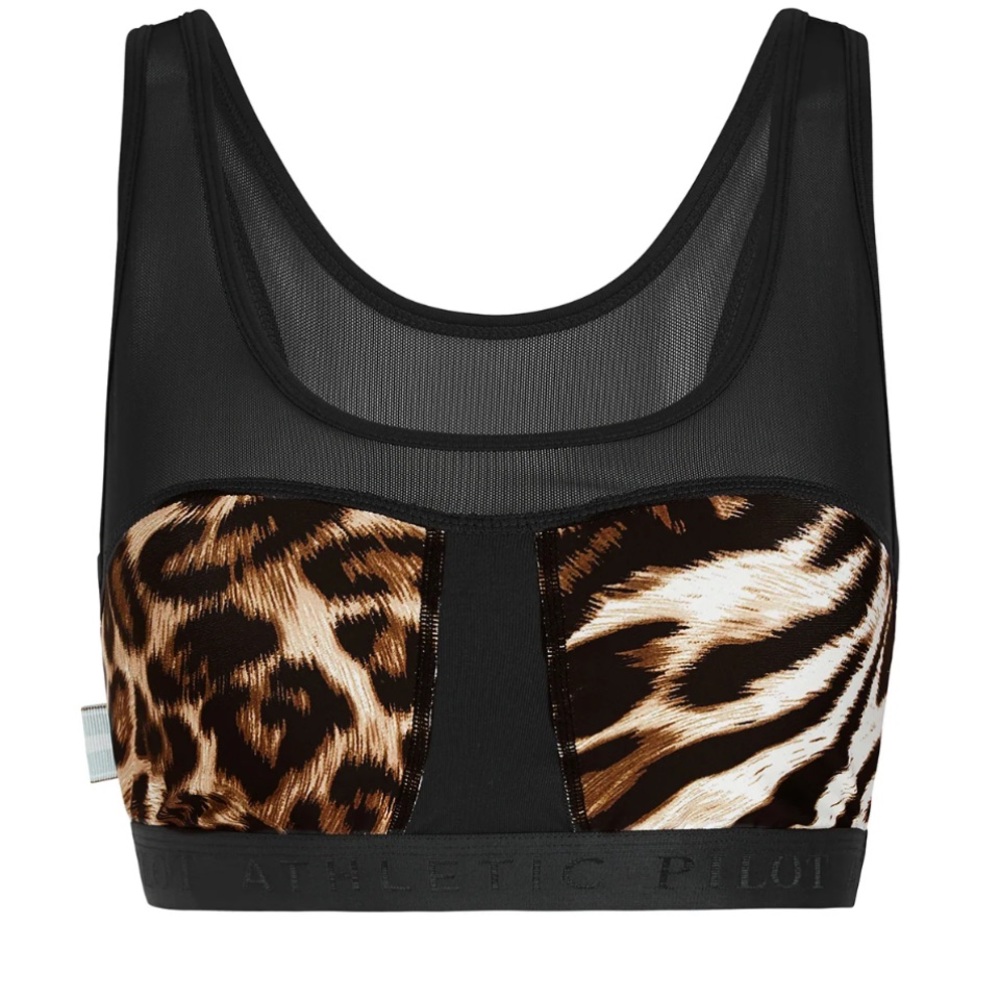 Pilot Athletic Australia Aviatrix Cheetah Mesh Crop Sports Bra XS $62